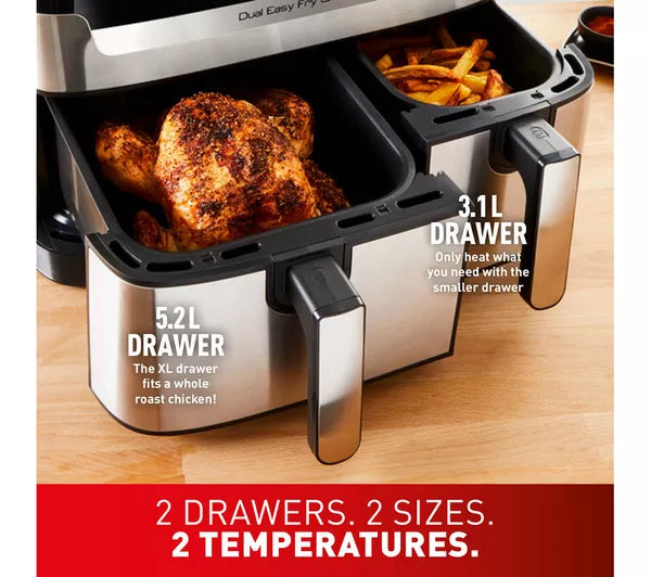 Dual Easy Fry & Grill Air Fryer - TEFAL قلاية وشواية تيفال دوال إيزي فراي آند جريل بدون زيت 8.3