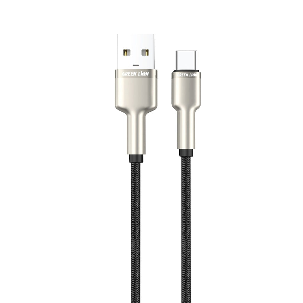 Green Lion USB A to USB C Braided Cable 18W Black GN18BRU2CBK