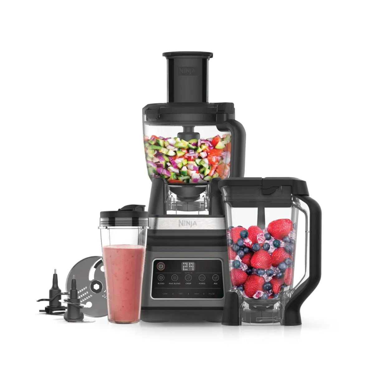 Ninja 3-in-1 food processor BN801 with blender, processor bowl and cup | محضرة طعام نينجا 3 في 1 مع خلاط ووعاء وكوب شخصي