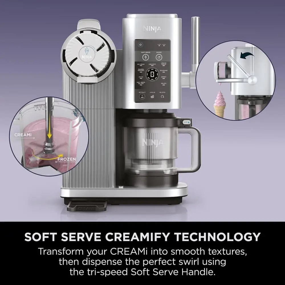 Ninja CREAMi Swirl 13-in-1 Ice Cream & Soft Serve Maker NC701UK, جهاز صنع الآيس كريم والسوفت سيرف نينجا CREAMi Swirl متعددة الوظائف 13 برنامج NC701UK