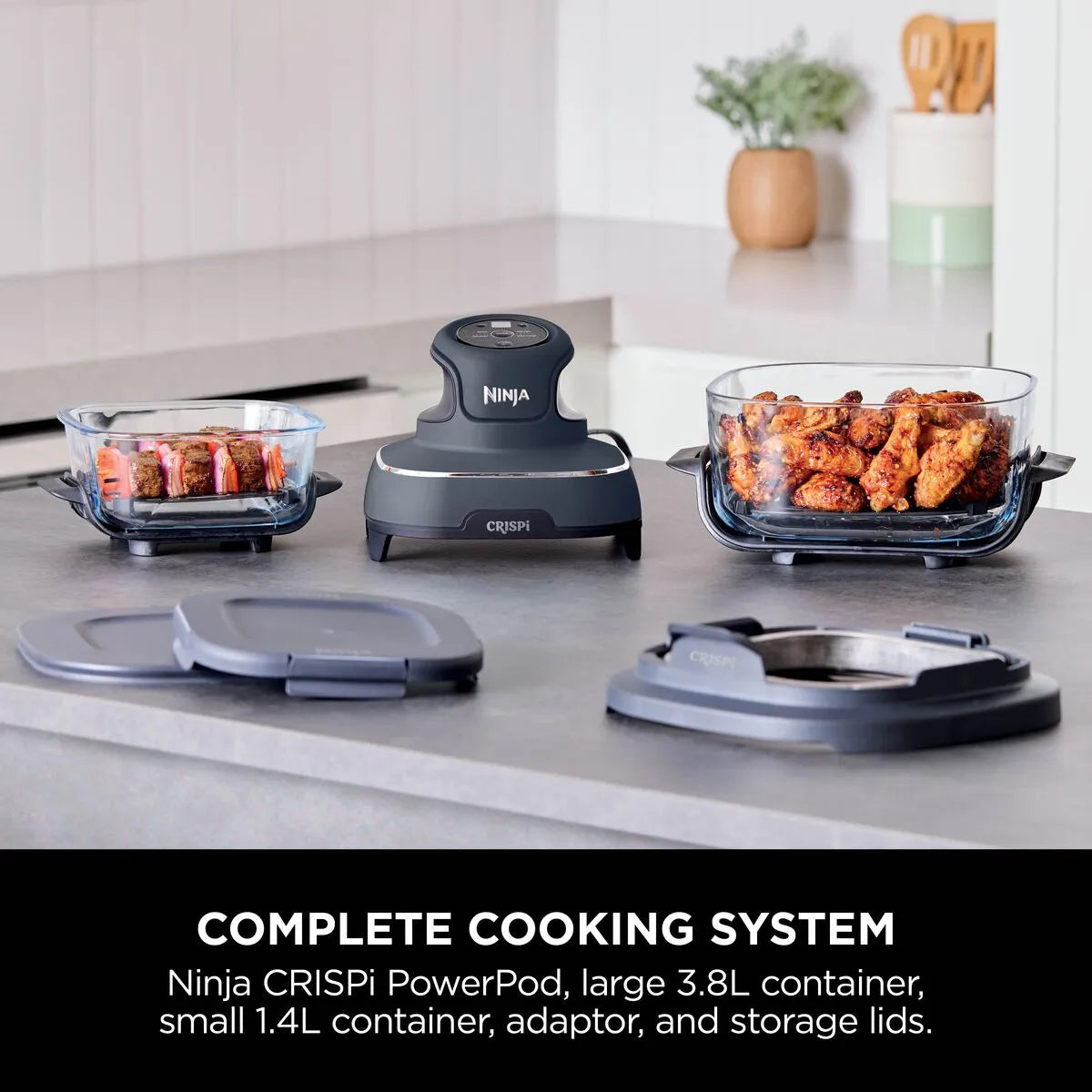 Ninja Crispi 4-in-1 Portable Air Fryer FN101MEGY | Glass Cooking System 1700W