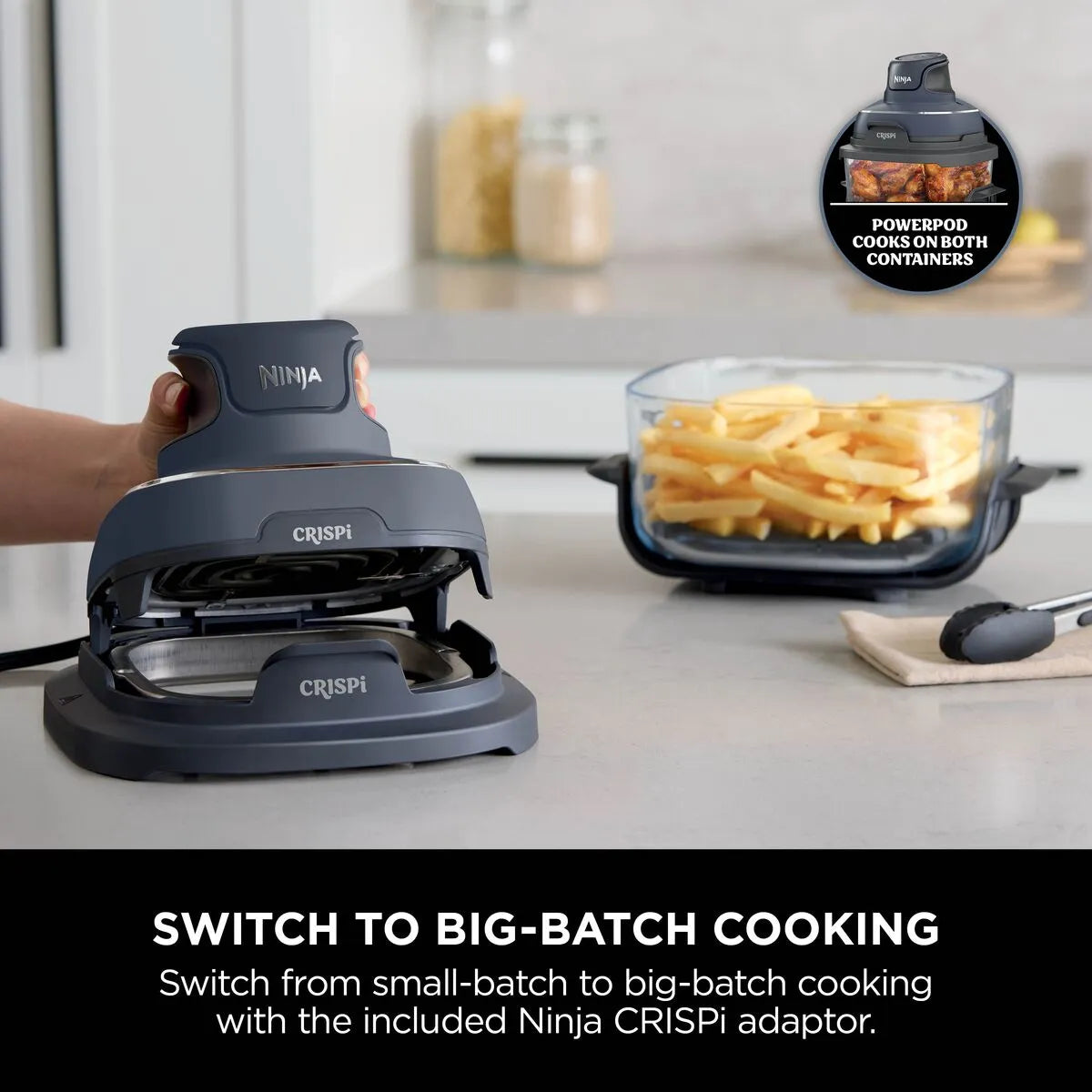 Ninja Crispi 4-in-1 Portable Air Fryer FN101MEGY | Glass Cooking System 1700W