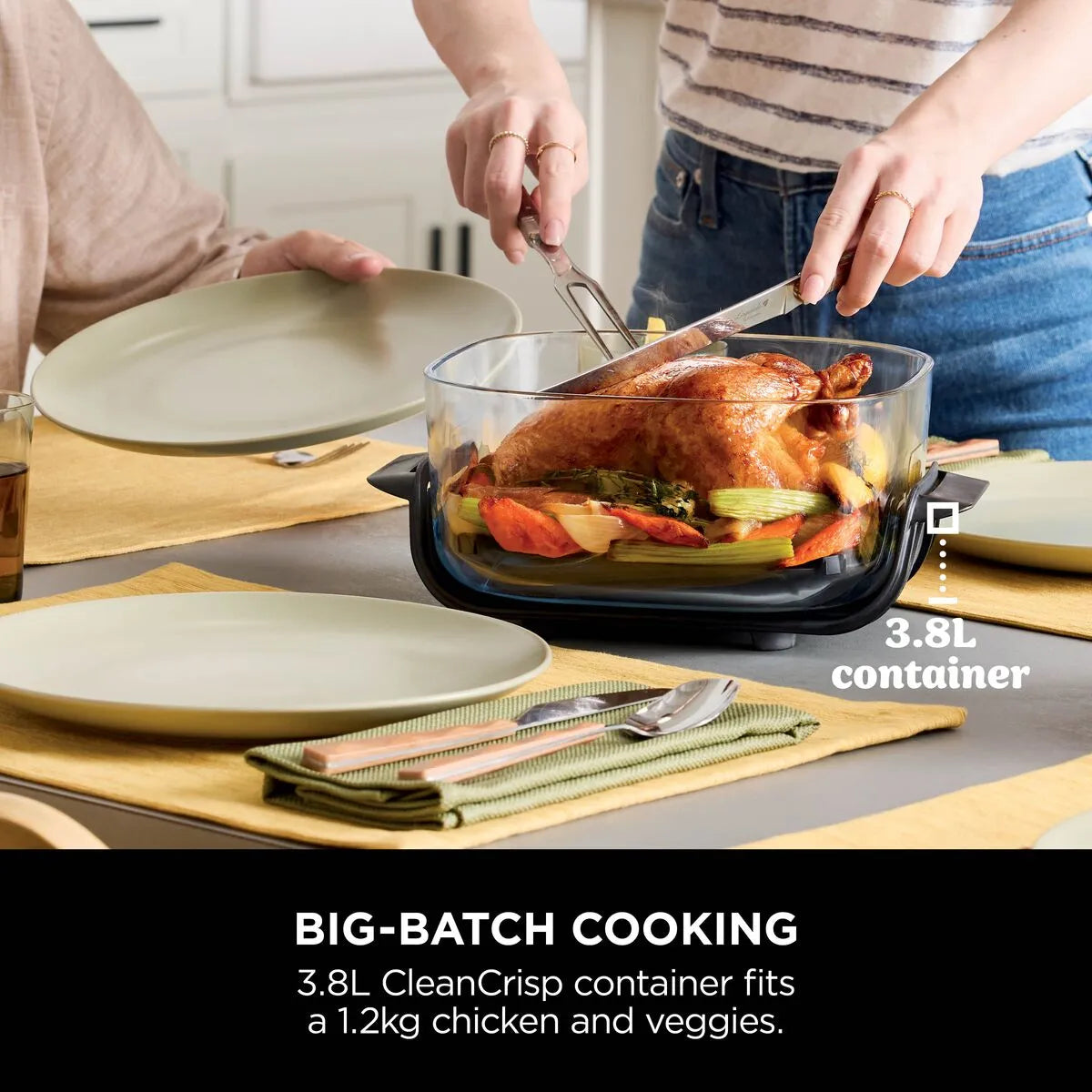 Ninja Crispi 4-in-1 Portable Air Fryer FN101MEGY | Glass Cooking System 1700W