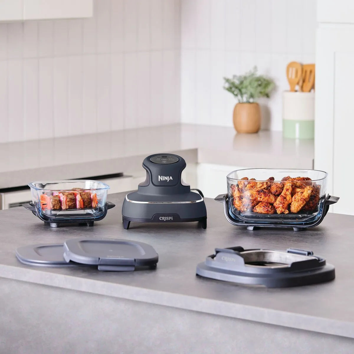 Ninja Crispi 4-in-1 Portable Air Fryer FN101MEGY | Glass Cooking System 1700W