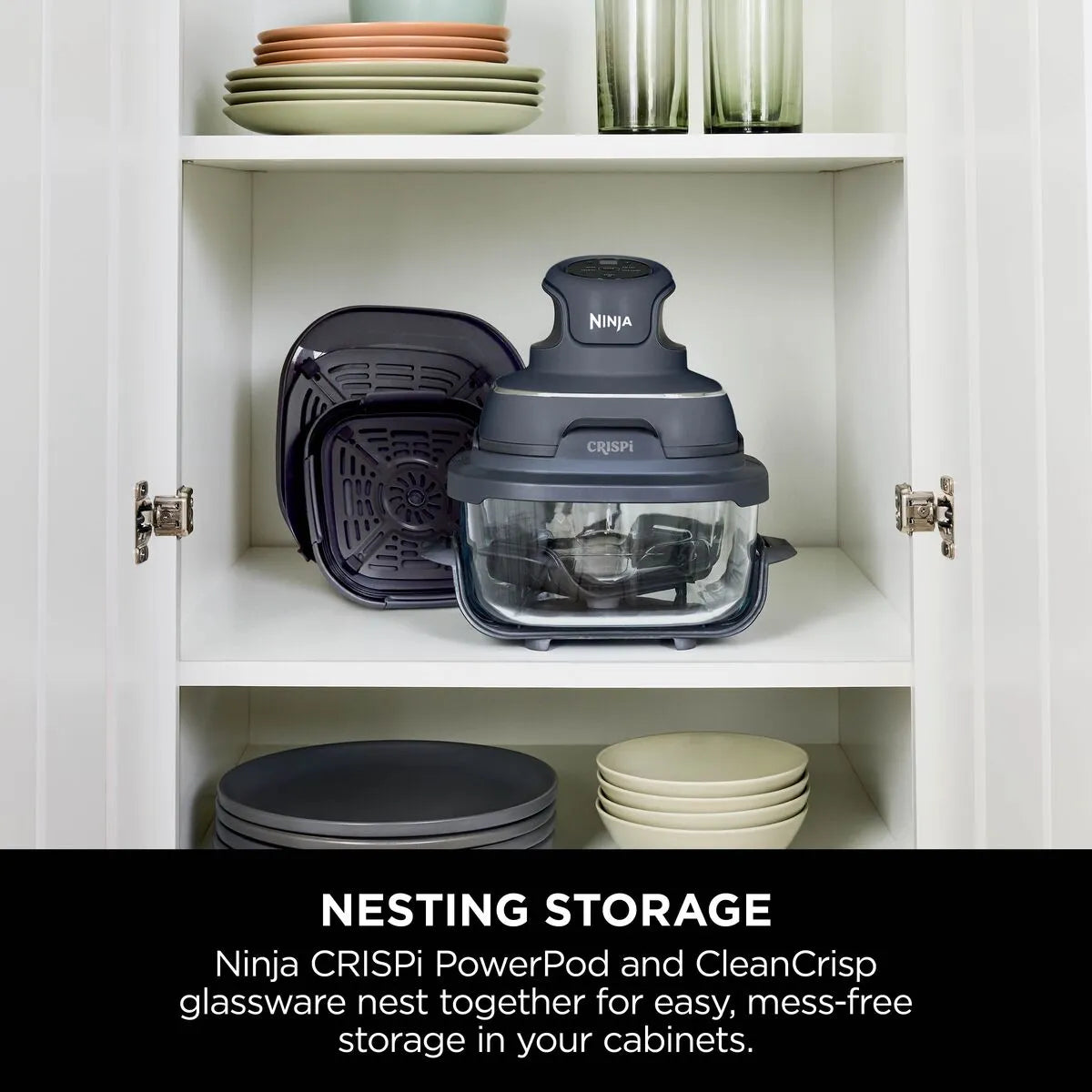 Ninja Crispi 4-in-1 Portable Air Fryer FN101MEGY | Glass Cooking System 1700W