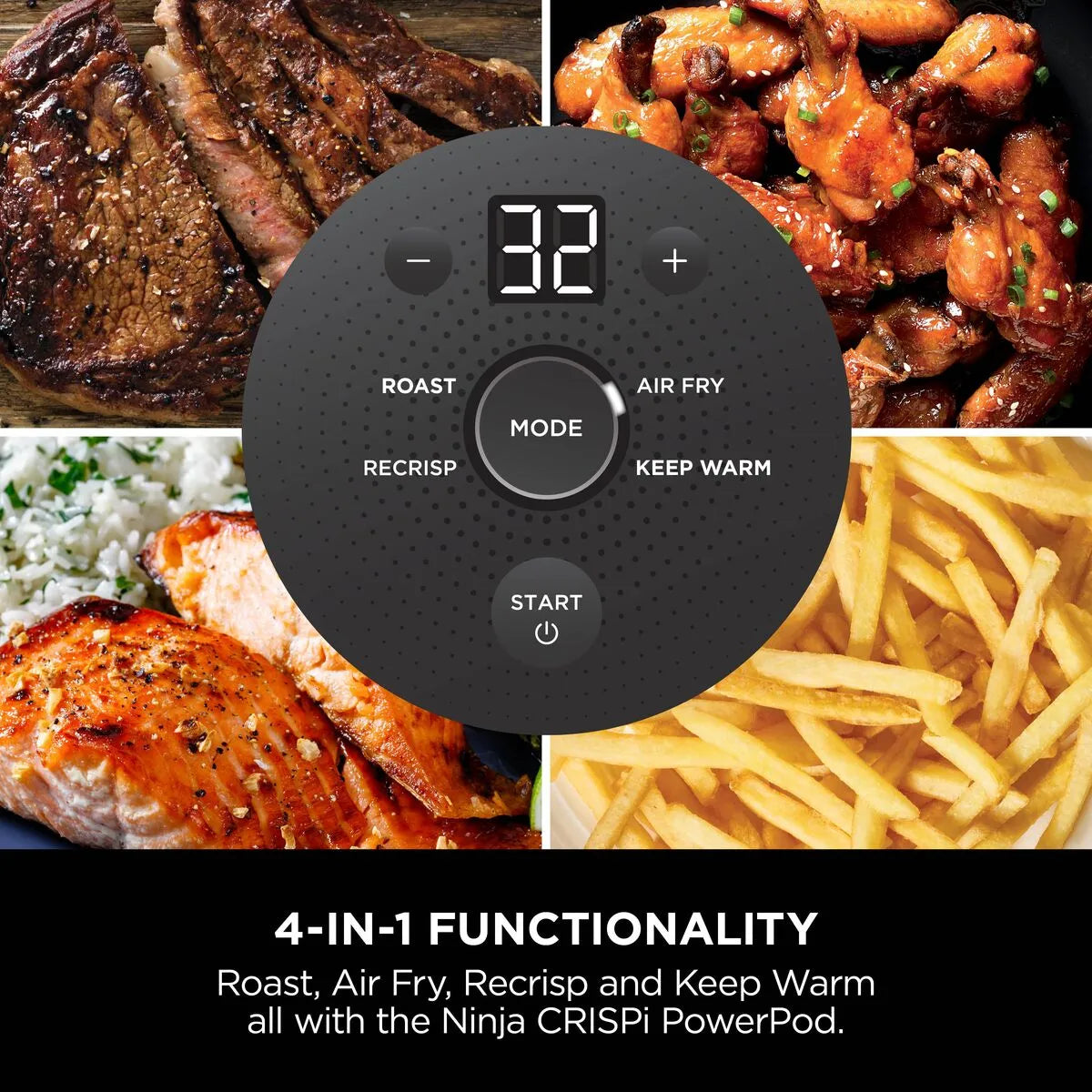 Ninja Crispi 4-in-1 Portable Air Fryer FN101MEGY | Glass Cooking System 1700W