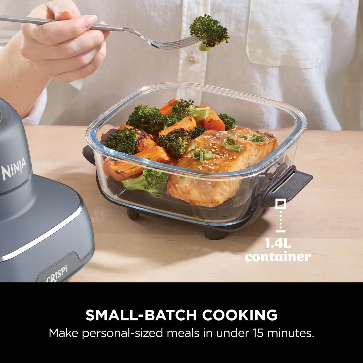 Ninja Crispi 4-in-1 Portable Air Fryer FN101MEGY | Glass Cooking System 1700W
