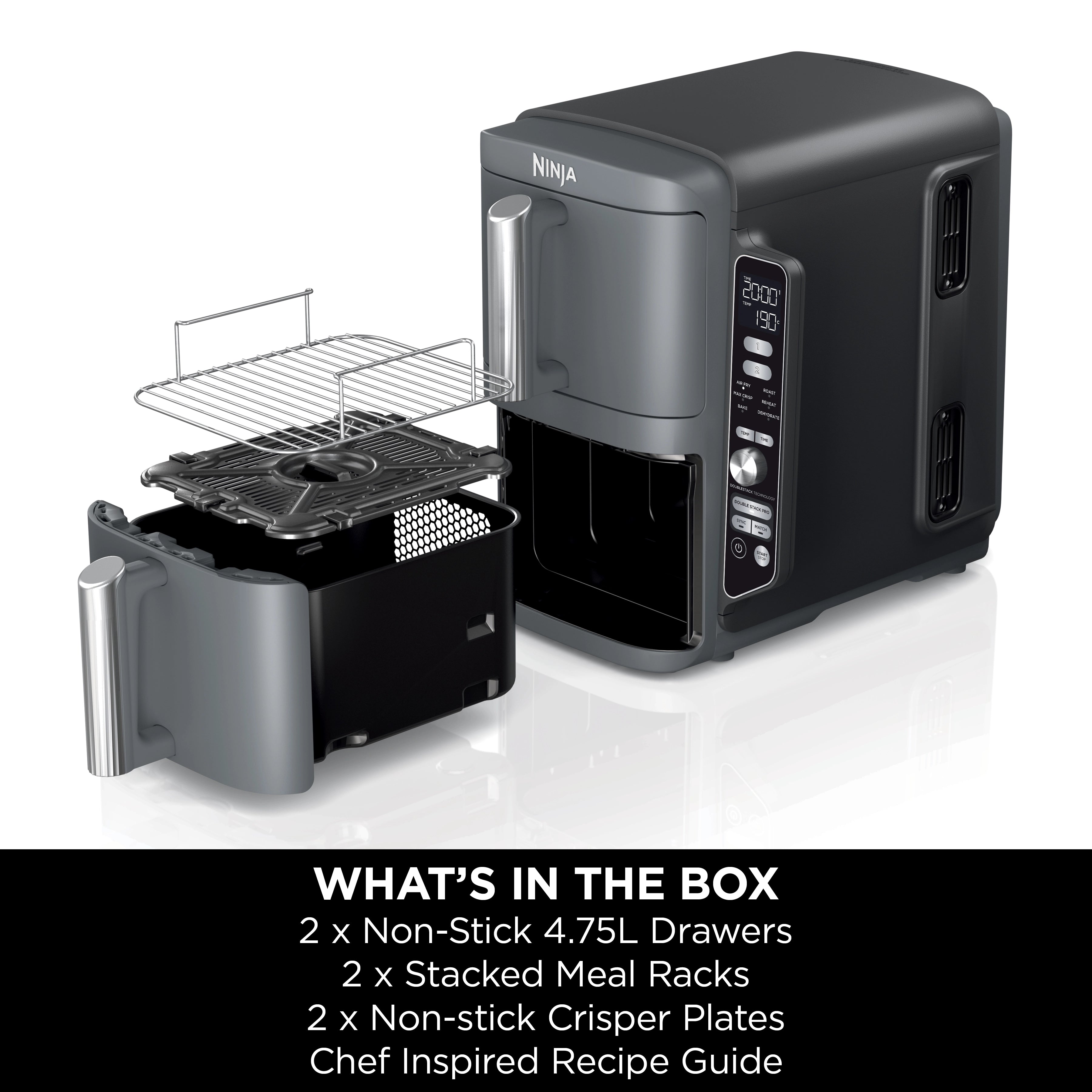 Ninja DoubleStack XL 2 Basket Air Fryer SL400ME | 9.5L Dual Drawer 2470W
