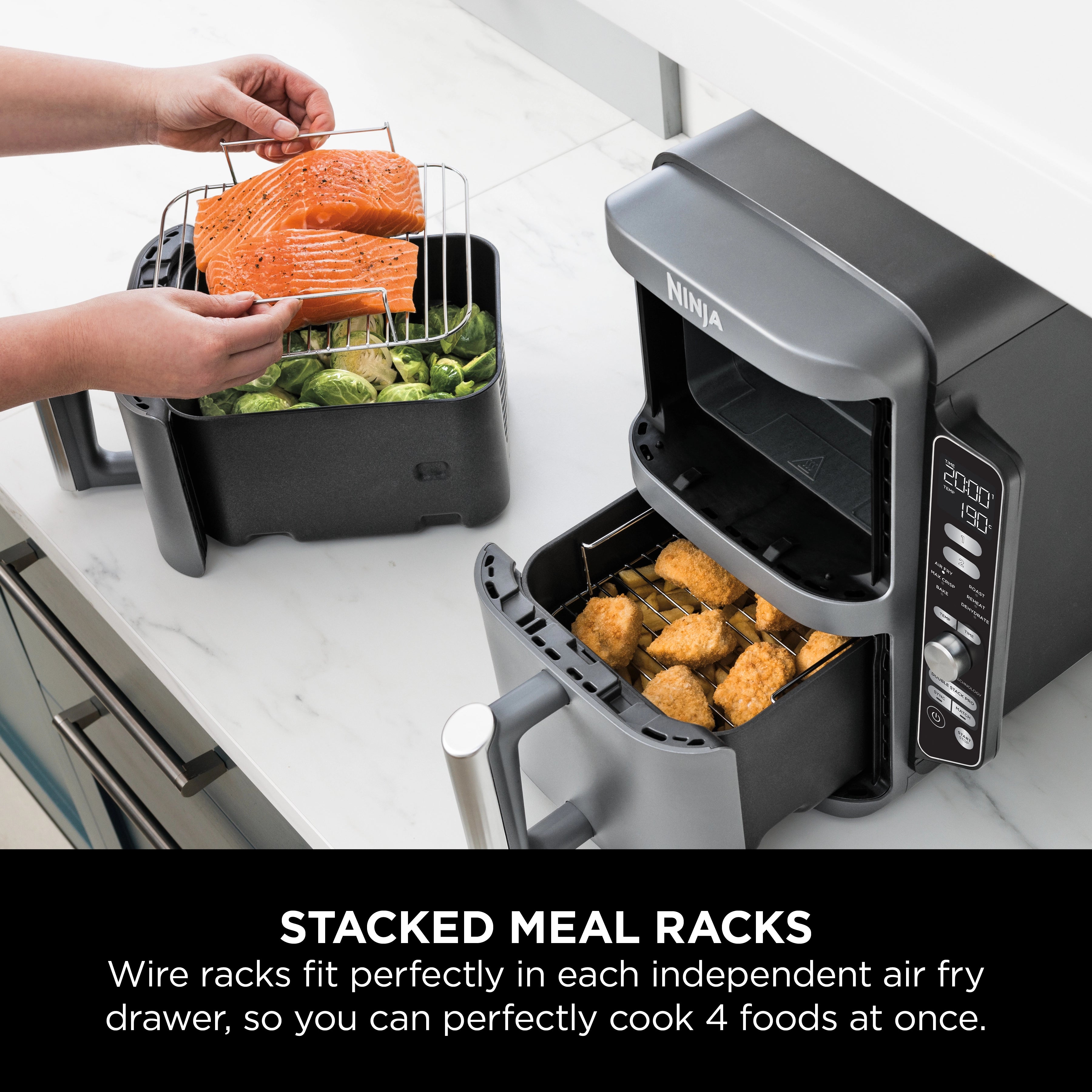 Ninja DoubleStack XL 2 Basket Air Fryer SL400ME | 9.5L Dual Drawer 2470W