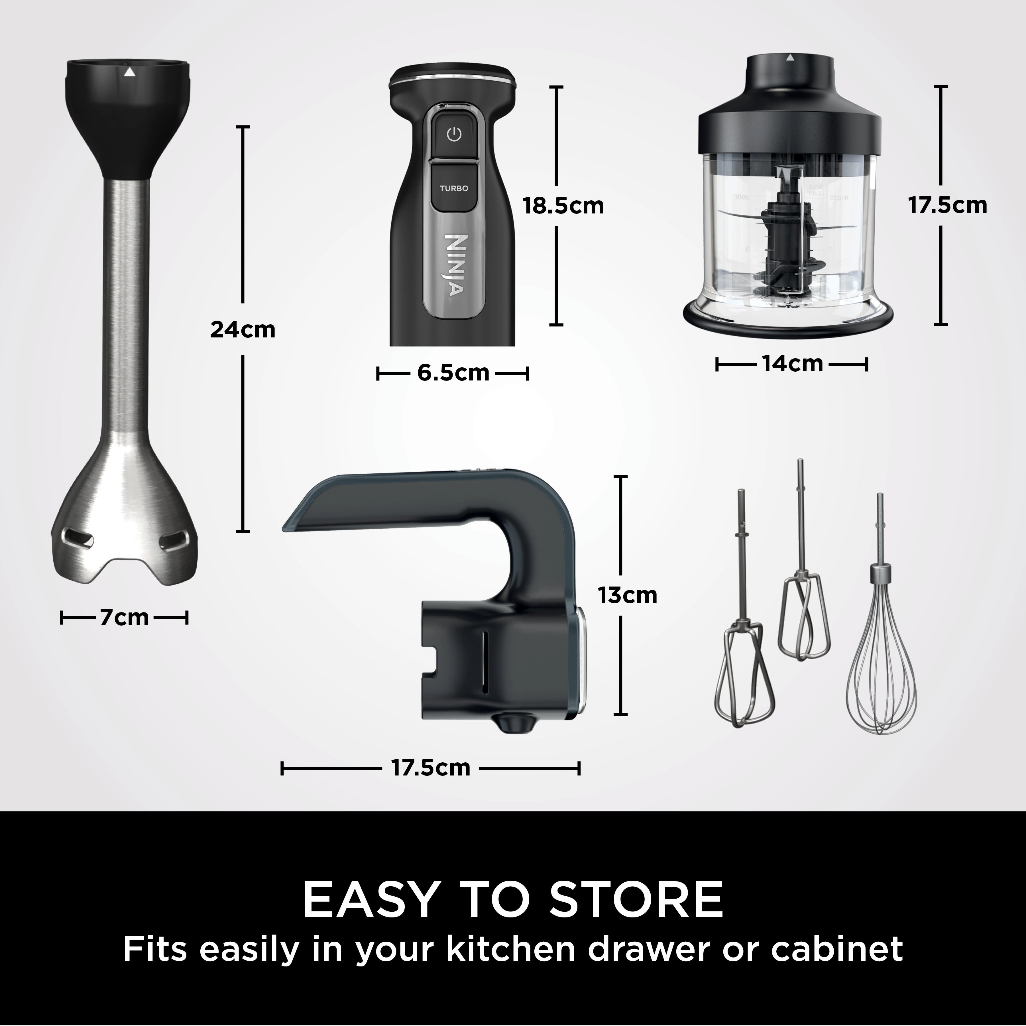 Ninja Foodi 3-in-1 Hand Blender, Mixer & Chopper CI100ME | 850W, خلاط يدوي نينجا Foodi 3 في 1 مع مفرمة وخفاقة | 850 واط CI100ME