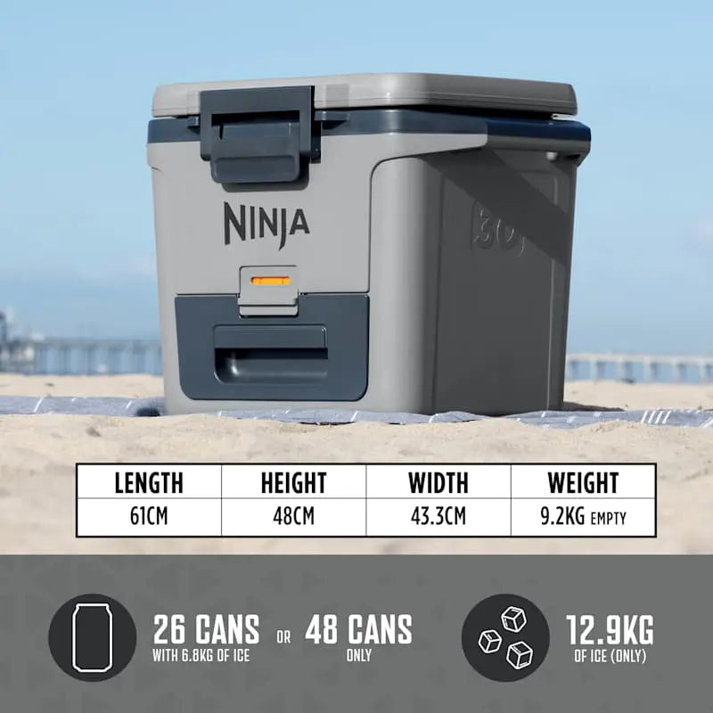 Ninja FrostVault 28L cooler FB131 slate grey outdoor ice box | صندوق تبريد نينجا فروست فولت 28 لتر لون رمادي للرحلات