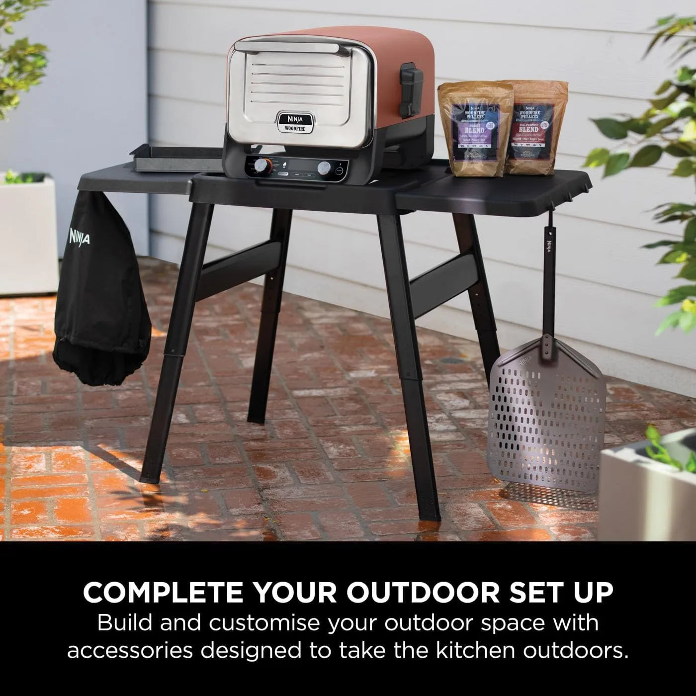 Ninja Woodfire Adjustable Stand | Side Table 4718J800EUUK – Outdoor Oven | BBQ Grill Stand, ستاند نينجا وودفاير قابل للتعديل | طاولة جانبية للشوي والفرن الخارجي – موديل 4718J800EUUK
