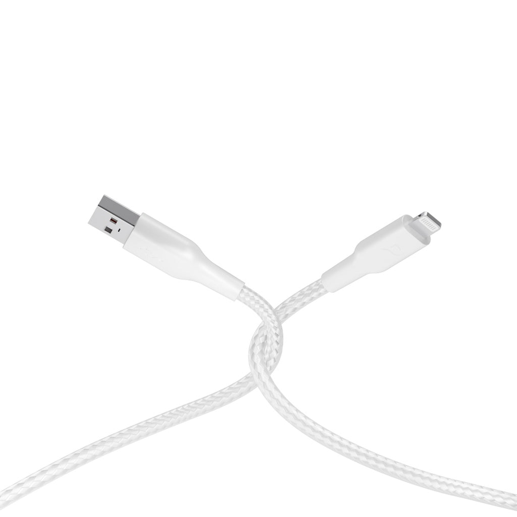 Powerology Braided USB A to Lightning Cable 1.2m White P23BRAL12WH