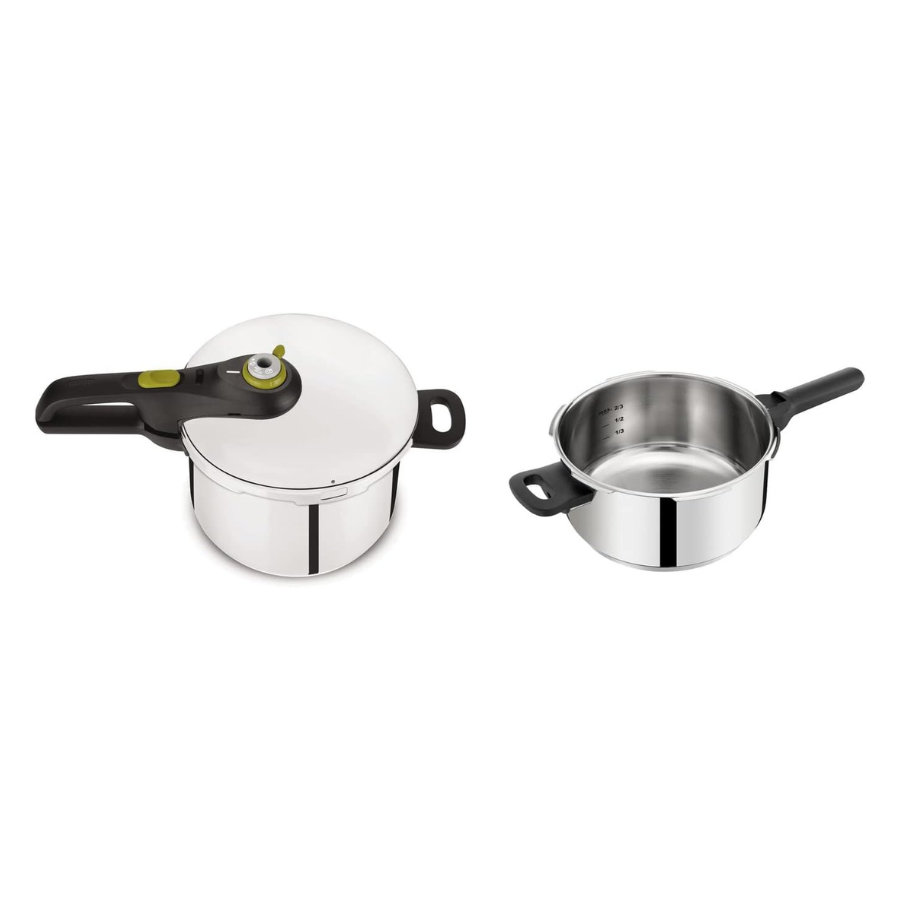 Tefal Stainless Steel Manual Pressure Cooker Set 6L & 4L, 3 Pcs