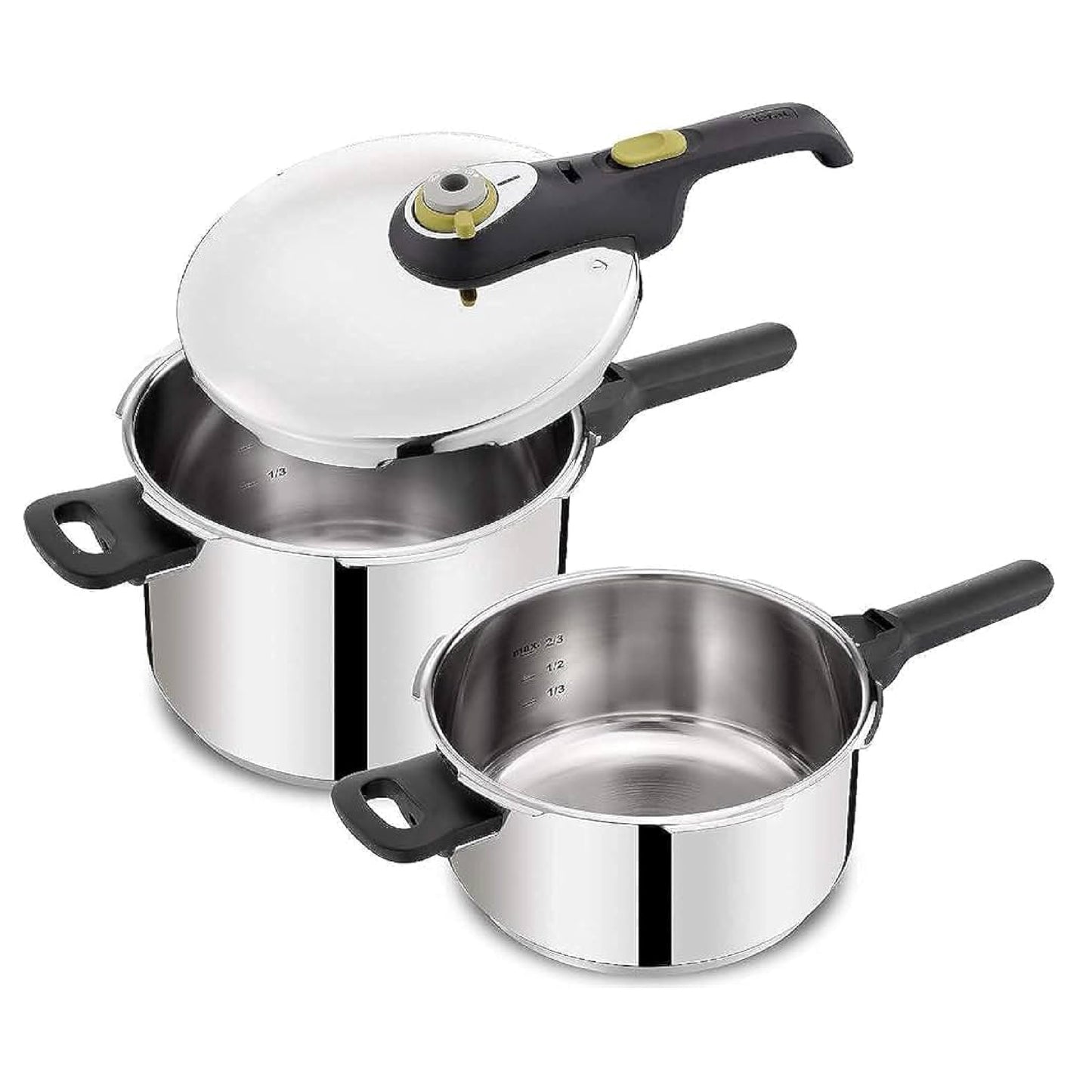 Tefal Stainless Steel Manual Pressure Cooker, 6 Liter, 4 Liter طقم طناجر ضغط تيفال