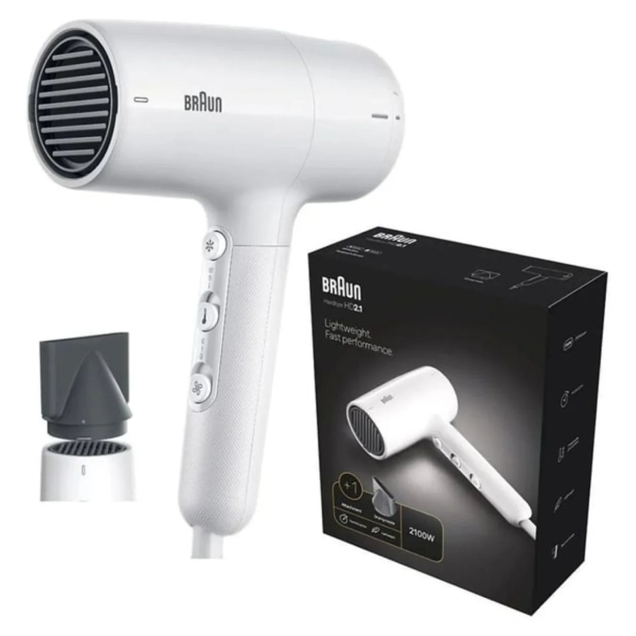 Braun Hair Dryer 2100W with Concentrator Nozzle Model HD210Sde